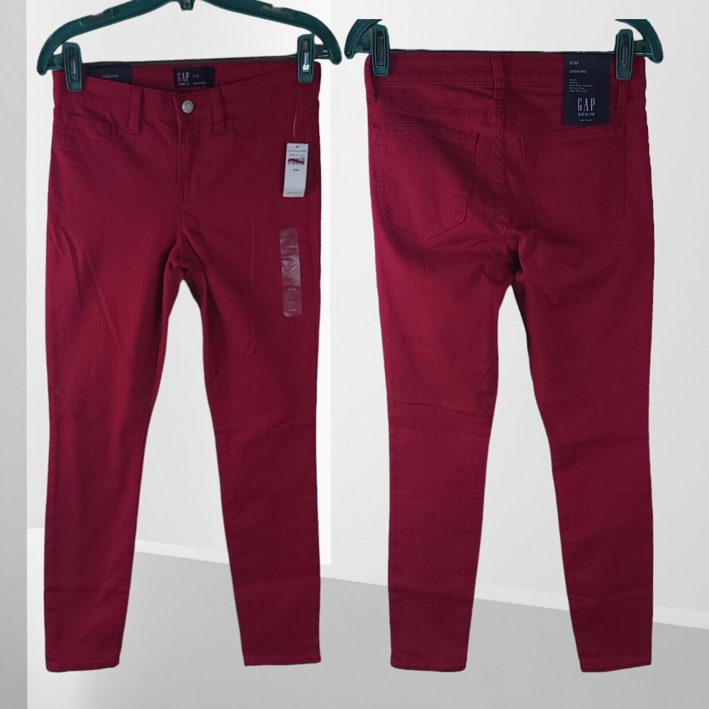 GAP SLIM SKINNY JEANS jeggings CITY crop capri raspberry fuschia 0/25